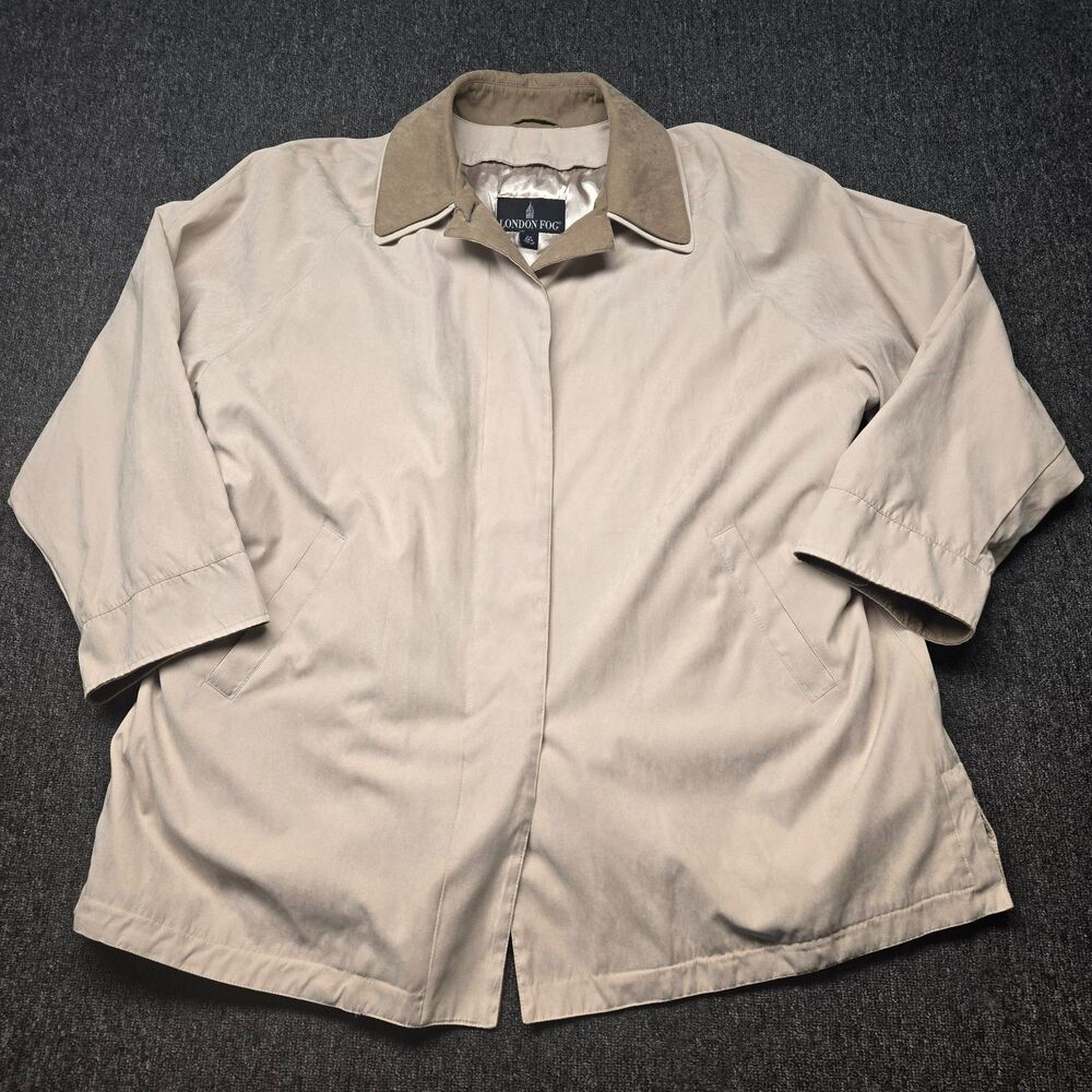 London Fog Womens 2X Tan Softshell Jacket Coat Button Front Removable Liner